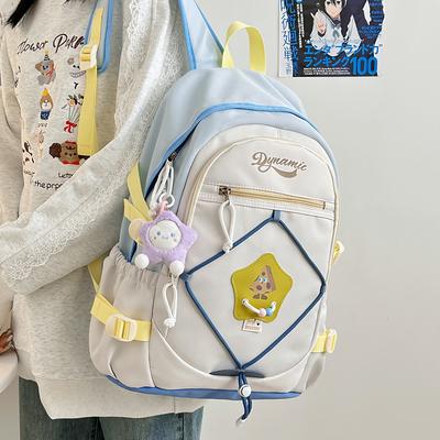 High School Student Schultasche Color Block Damen Rucksack mit großer Kapazität