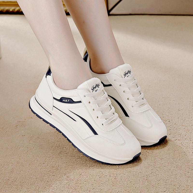 Ledersneaker Damen Herbst und Sommer 2025 neu vielseitig leicht weiche Sohle lässig flacher Boden atmungsaktive weiße Schuhe Damen