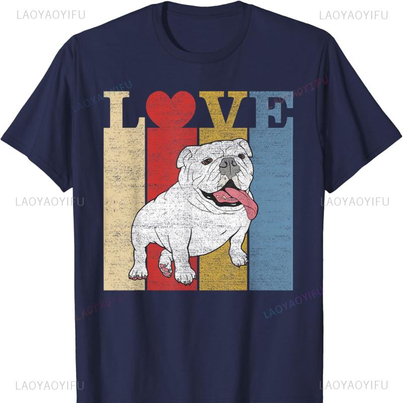 Bulldog Dog Dad Mom Lover Retro Vintage Bulldog Gift TShirt Graphic TShirts Clothes Clothing Gothic Shirts for Tops Unisex