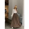 Women High Waist Jupe Korean Pleating Swing Skirt Vintage Fashion Spring Office Falda Holiday Loose Solid Long Skirt