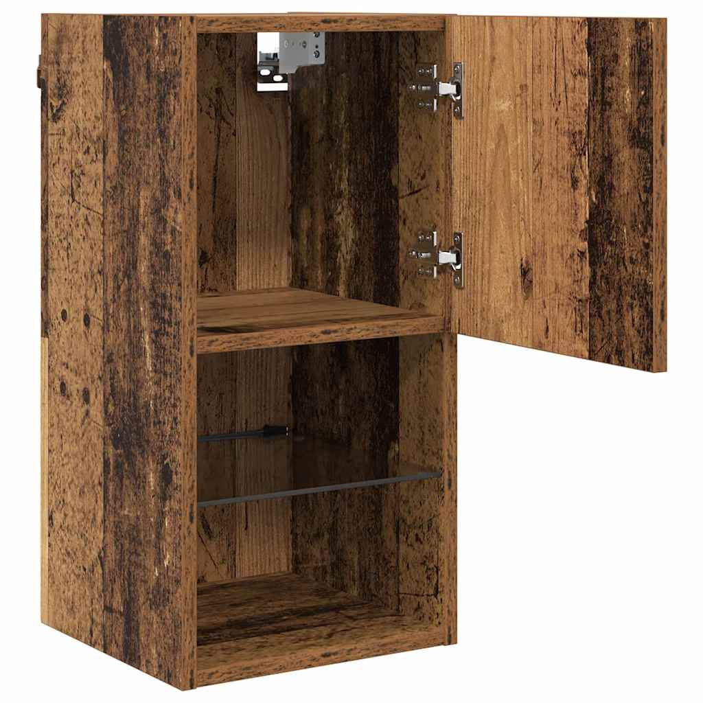 Wall Mounted TV Cabinet with LED Vintage Wood Finish 30.5 x 30 x 60 cm