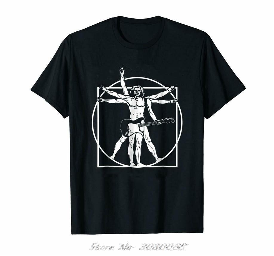 Black Da Vinci Guitar Unisex Vitruvian Unisex Guitarist T Shirt Parody 100 Cotton Big Tall Tee Shirt Streetwear S