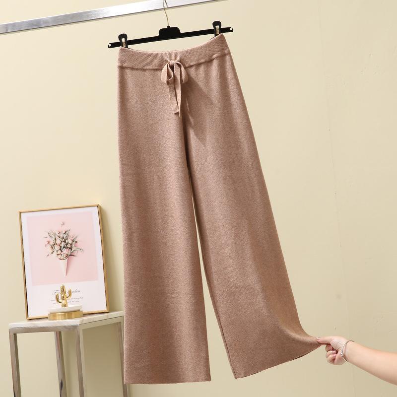 Women S High Waist Loose Fit Knit Wide Leg Pants For Autumn Winter
