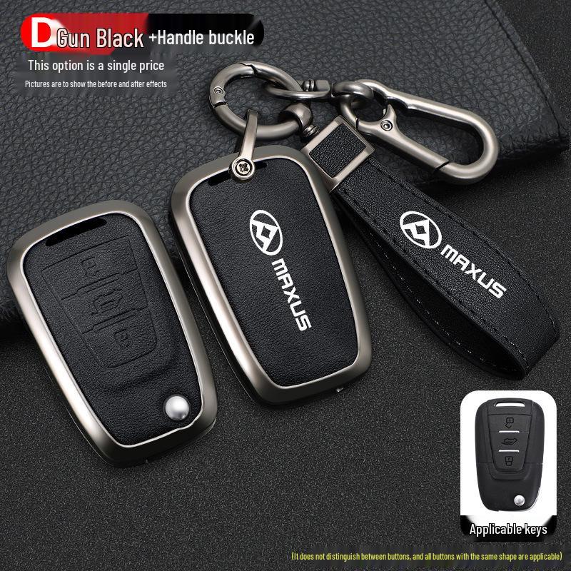 Fits 25 Models: SAIC Maxus V80 Key Cover, Metal Shell with Genuine Leather Buckle