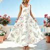 Women's U-Neck Sleeveless Floral Maxi Dress Flowy,Comfortable Fabric,Fresh Style,Ideal for Home,Vacation & Daily Wear