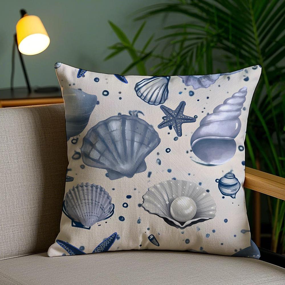 Ocean Animals Cushion Cover Soft Short Plush Double-Sided Printing Home Decor Machine Washable Pillow Case Gift