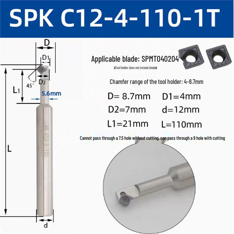 45° CNC Insertable Inner/Outer Chamfer Tool with Up/Down Back-Reaming Holder