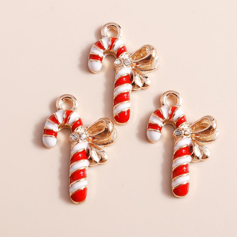 10pcs Cute Enamel Christmas Santa Claus Charms Snowman Bell Pendants for Necklace Earrings DIY Bracelet Jewelry Accessories