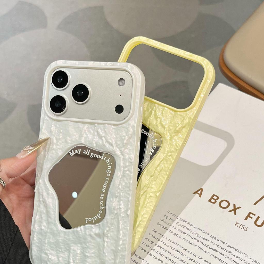 Solid Color Candy Pleated Mirror Phone Case for iPhone 17 Pro Max & Apple 16