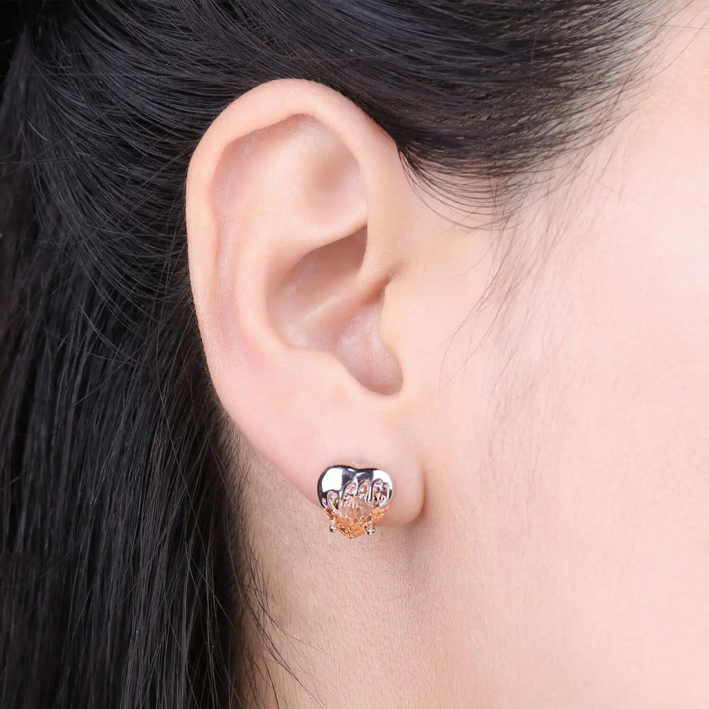 Nowość Miodowe Serce 9,2 ct Kamień Szlachetny w Kolorze Morganitu Srebro Próby 925 Kolczyki Sztyfty dla Kobiety Biżuteria Modowa