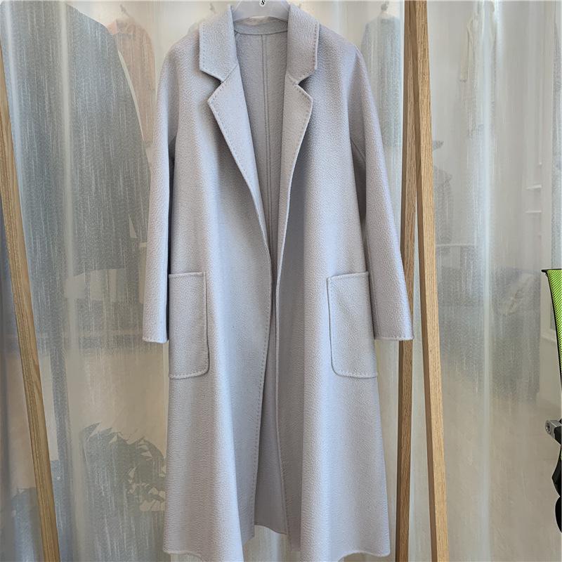 M Family Water Ripple High-End Women's Double-Sided Cashmere Coat