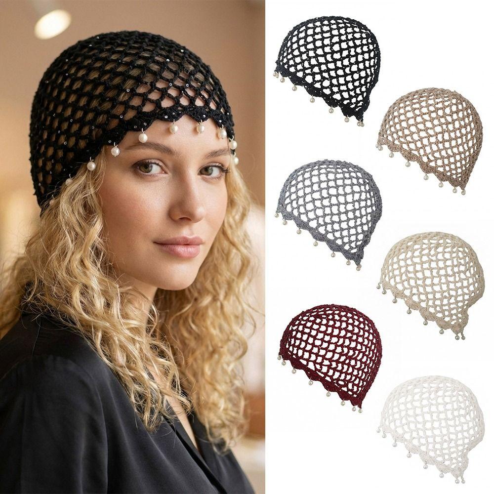 Crochet Woven Pullover Hats Hollowed Out Beret Cap Casual Knitted Hat Travel