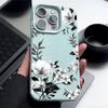 White Flowers Pattern  Luxury Leather Texture Silicone Case For IPhone 17 16 Pro Max 11 12 13 14 15 Pro Soft Phone Cover Fundas
