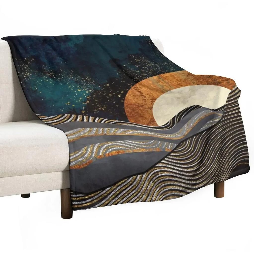 Gold & Silver Fields Throw Blanket Softest Winter beds Multi-Purpose Fashion Sofas Vintage Loose Blankets