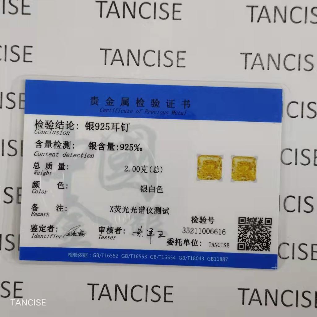 Tancise Jewelry Ohrringe mit hochkarätigen Diamanten Brillantgelb Schlicht Prinzessin Quadratisch 6*6m Eisflower-Ohrringe 925 Damen.