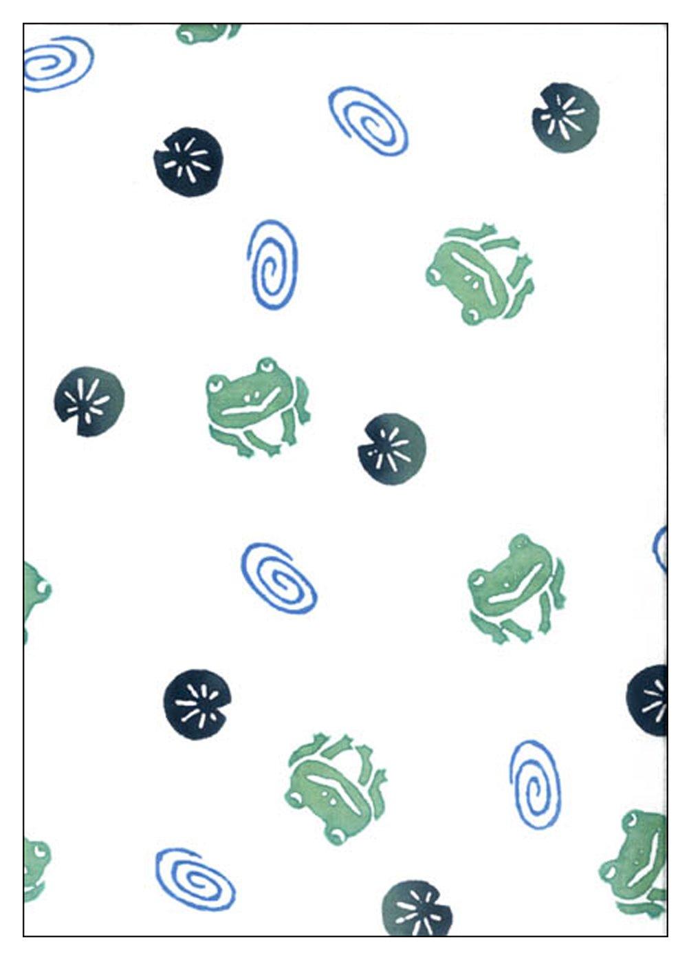 

Тенугуи ручной работы в лягушачьем нива-дзоме (Японское полотенце) - Крашение тю-сэн, 100% хлопок, Япония, (белый) белый