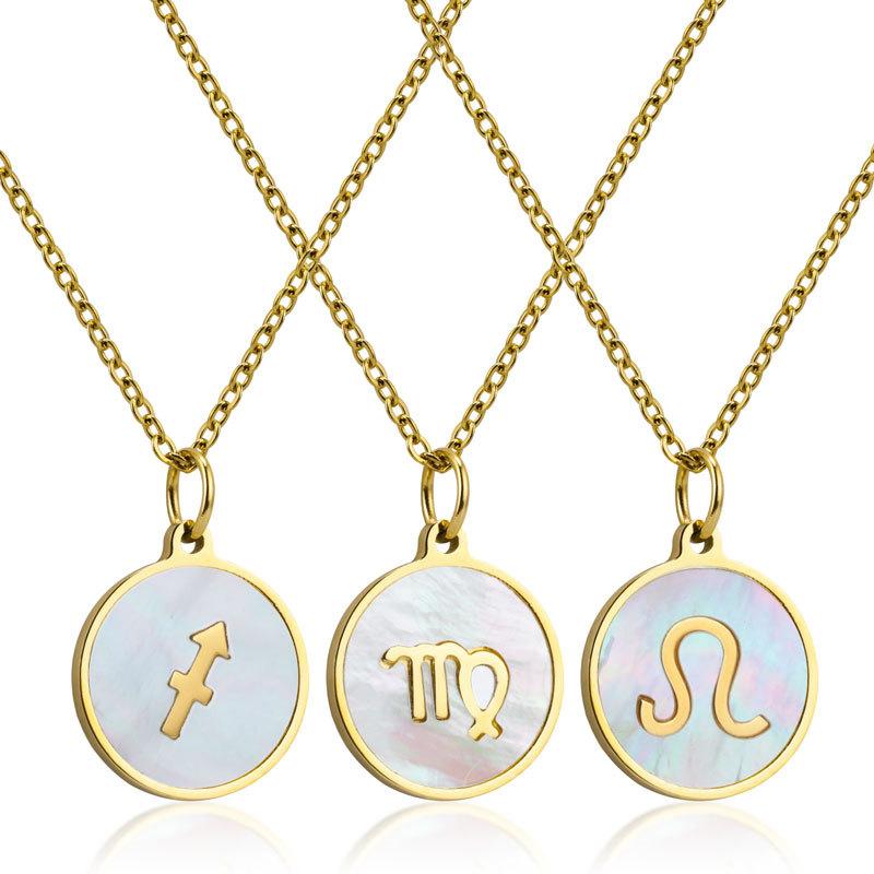 12 Constellation Symbol Titanium Steel Necklace Couple Necklace