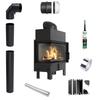 Fireplace Insert KRATKI FLOKI M Lewy 10 kW Fi200 Black TERMOTEC Pipe Set