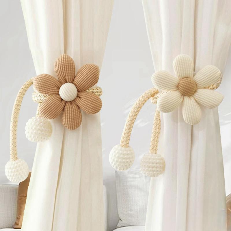 New 2/1PCS Flower Shaped Curtain Clip Creative Fashion Pearl Buckle Curtain Tie Bedroom Curtain Rack Simple Cute Tie Home Decor