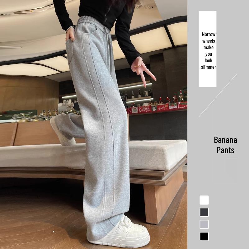 

Женские серые облегающие широкие спортивные штаны: Весна 2025 Повседневные драпированные спортивные брюки L for 110-120 lbs