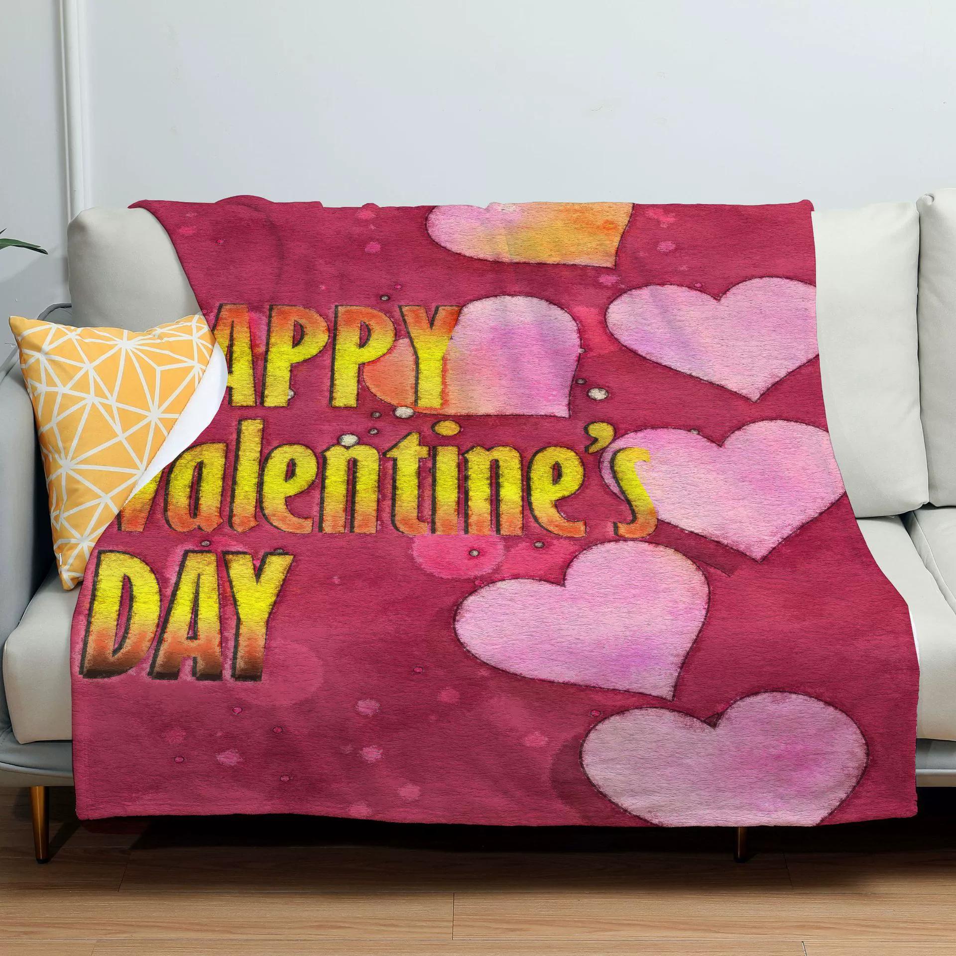 

1pcs Creative Valentine s Day Love Pattern Blanket Couple Anniversary Gift Cute Heart Home Sofa Flannel Blanket 100x150cm