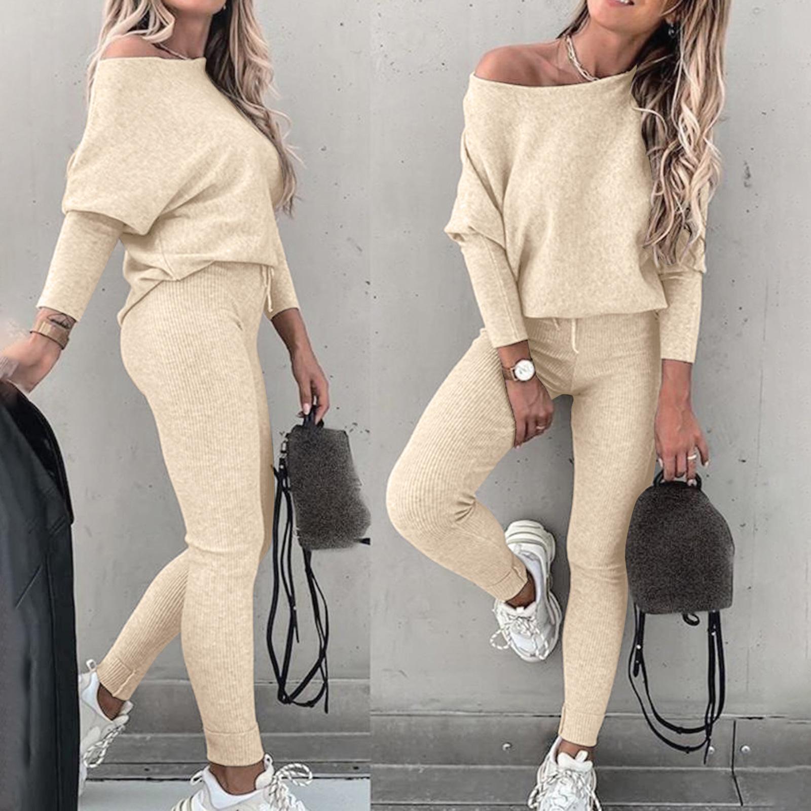 

Модный и повседневный спортивный костюм с одним плечом для женщин S