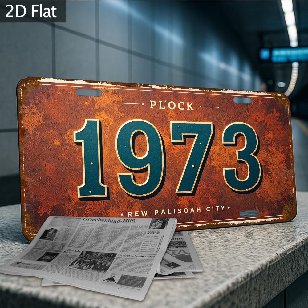 

1973 Aluminum License Plate Sign - Rustic Distressed Finish, Plock & New Palisoh City Design, es, for Bar & Garage Decor, Me 15x30cm(5.9x7.8inch)