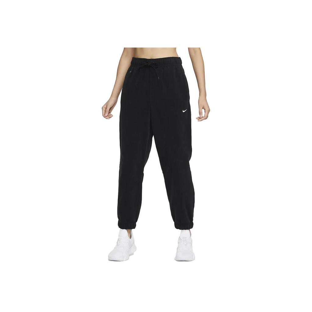 Nike Solid Color Drawstring Loose Knit Sports Pants Women Bottoms Black FB5579-010