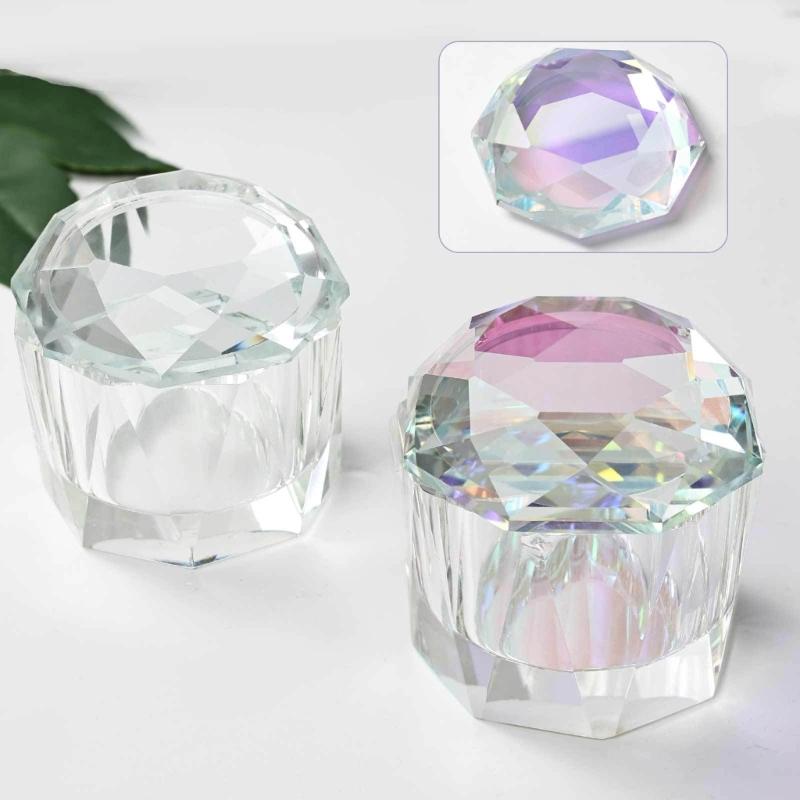 Luxurious Artificial Crystal Nail Brush Cleaner With Scratch Resistant Surfaces Crystal Glass Dish For Salon Use