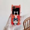 For Samsung Galaxy Z Flip 6 5 4 3 Case ZFlip6 Z Flip6 ZFlip 6 Cute Christmas Cat Pendant Lanyard Cat Ears Shockproof Cover