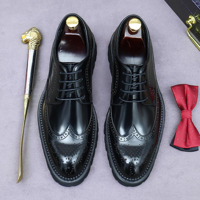 Leather Shoes Men's Brock British Business Dress Shoes Men's Leather Shoes Wedding Inner Leather