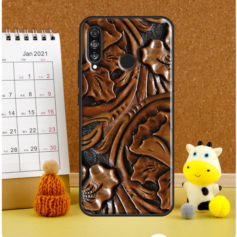 Brown Tooled Leather Pattern For Huawei Nova Y61 Y60 Y70 Y72 Y73 Y90 Y91 12i 11i 3i 7i 8i 9 10 SE P20 P40 P30 Lite Case