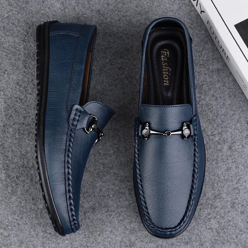 Fashion Genuine Leather Summer Walk Loafers Fashion Designer Mens Casual Shoes Handmade Male Slip On Flats Leisure Walk Shoes Moccasins