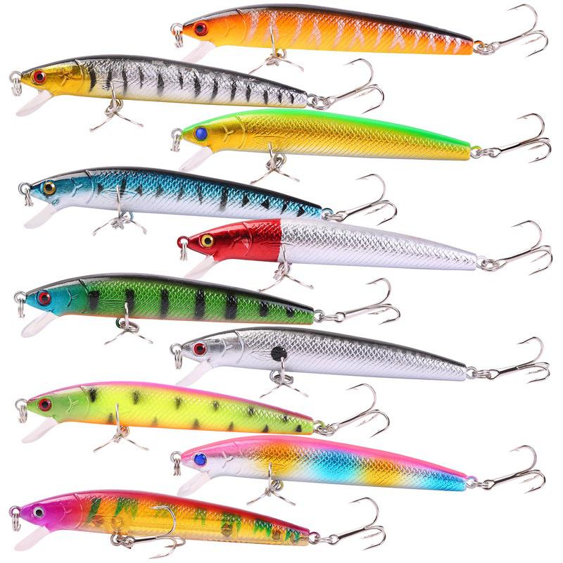 Sougayilang Fishing Baits 10Pcs Minnow Fishing Lures ABS Sinking Diving Swim Crankbait Hard Baits