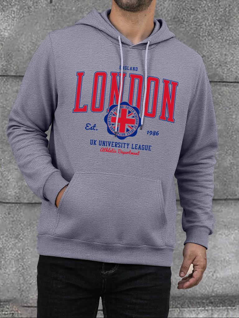 London England 1986 Kunst Briefdruck Herren Sweatshirt Warmer Fleece Hoodie Street Oversize Kapuzenpullover Herbst Lässig Weich Herren Oberteile