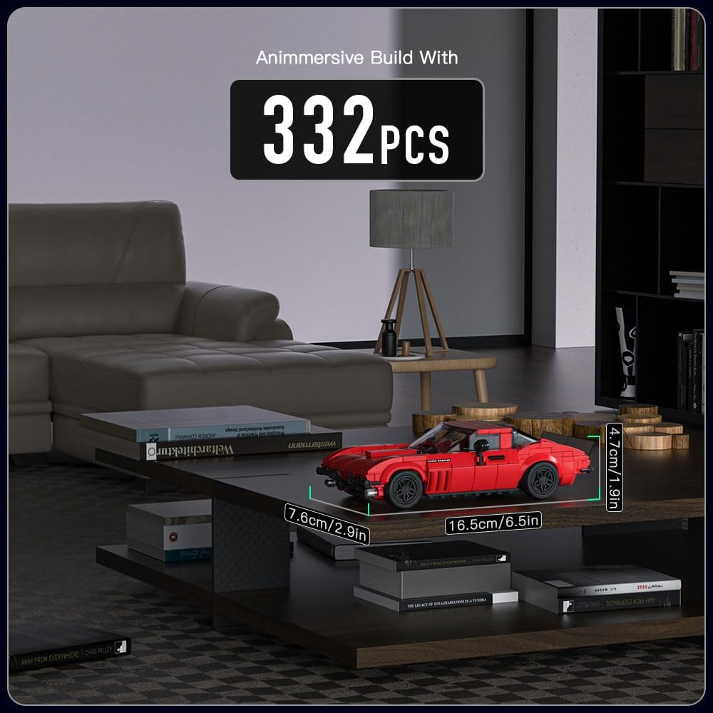 Mould King Speed Champion Corvette Super Car Building Toys with Acrylic Display Case, 27034 Model Car Kits Building Blocks, Classic Chevy Car