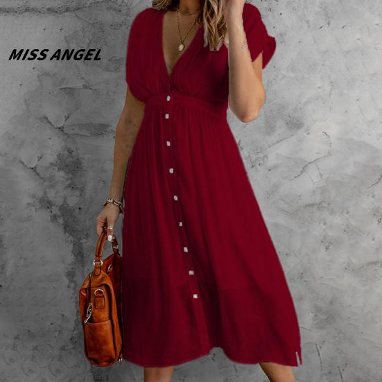 Buy Miss Angel Lady Dress Solid Color 