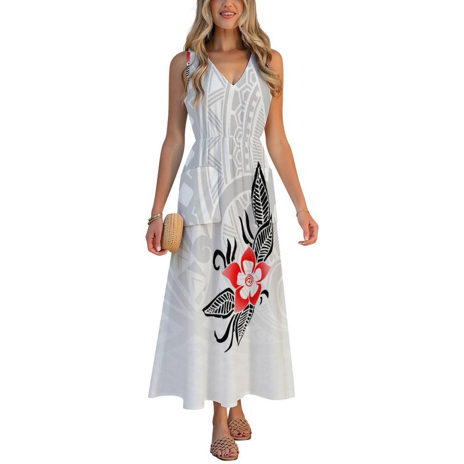 Summer Beach Women S V-Neck Design 2026 New Style Beach Dress Customizable Pattern Beach Dress S