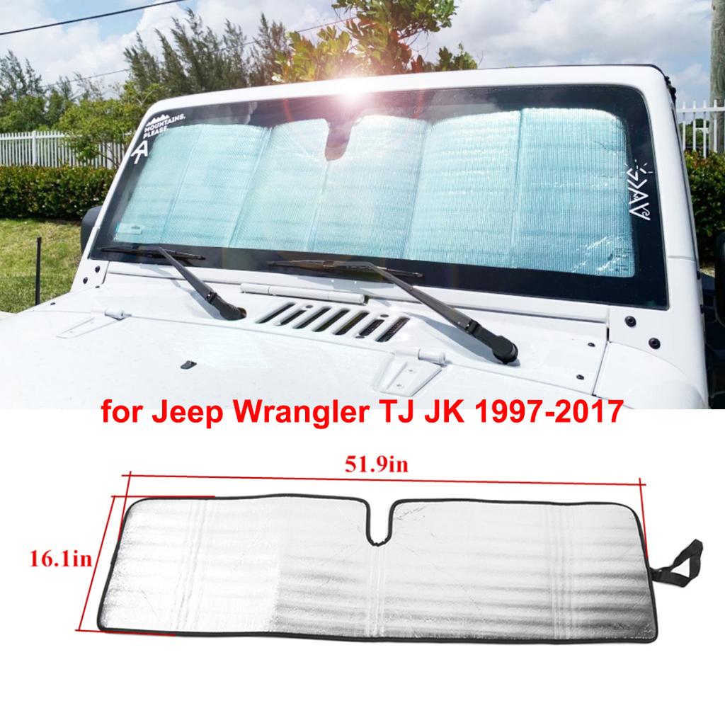 Car Front Windshield Sunshade Sun Visor UV Rays Cover for Jeep Wrangler TJ JK JL Gladiator JT 1997-2026 Up Interior AccessoriesWindshield Sunshades 1