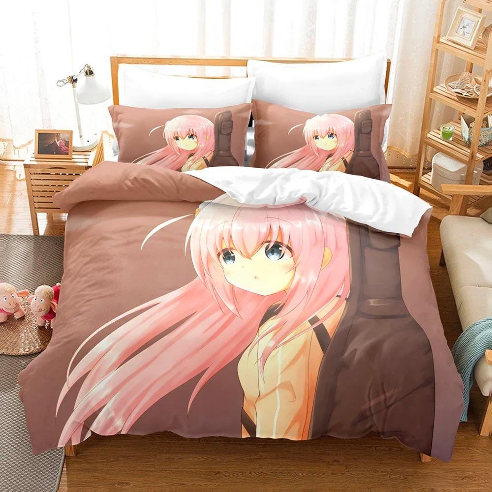 3D Anime Bocchi the rock Ložní soupravy Sada povlaku na přikrývku s povlakem na polštář Dvojlůžko Plná Velikost Queen King Ložní prádlo Domácí textil