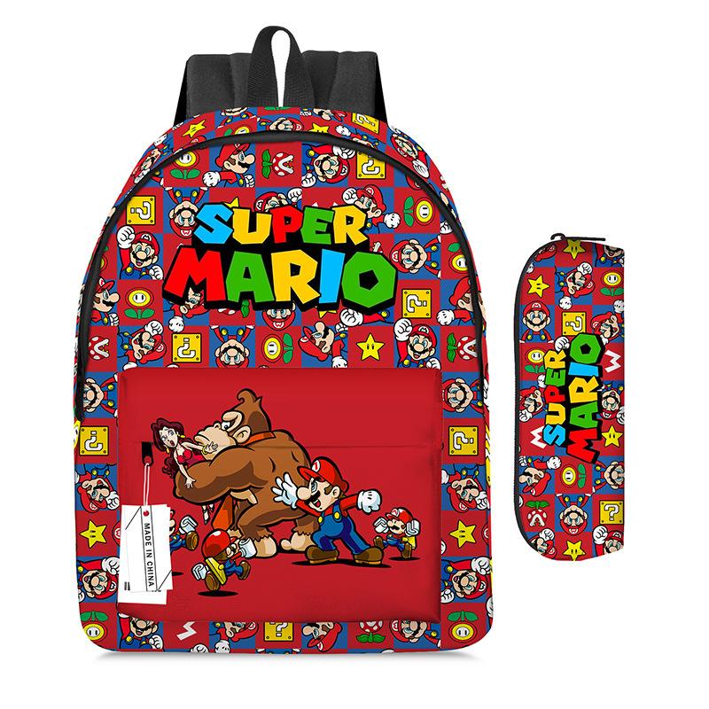 Backpack Super Mary Backpack Mario School Bag Cartoon Pencil Case Two piece backpack set