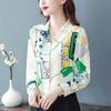 Spring Elegant Chiffon Blouse Women Long Sleeve Fashion Shirt Hide Belly Tops for Middle Age Mom
