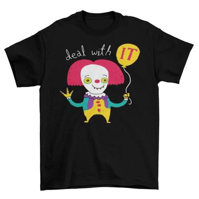Deal With IT T-Shirt Unisex Funny Cotton Adult Size Pennywise Clown Stephen King