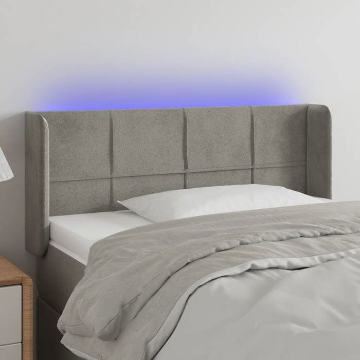 VidaXL Tête de Lit à LED Meuble de Chambre à Coucher Accessoire de Lit Simple Tête de Cadre de Lit Intérieur Gris Clair 3123278