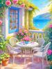 5DDIY Diamant Malerei Balkon Landschaft Blume Hause Dekoration Stickerei Mosaik Meer Garten Landschaft Wand Aufkleber