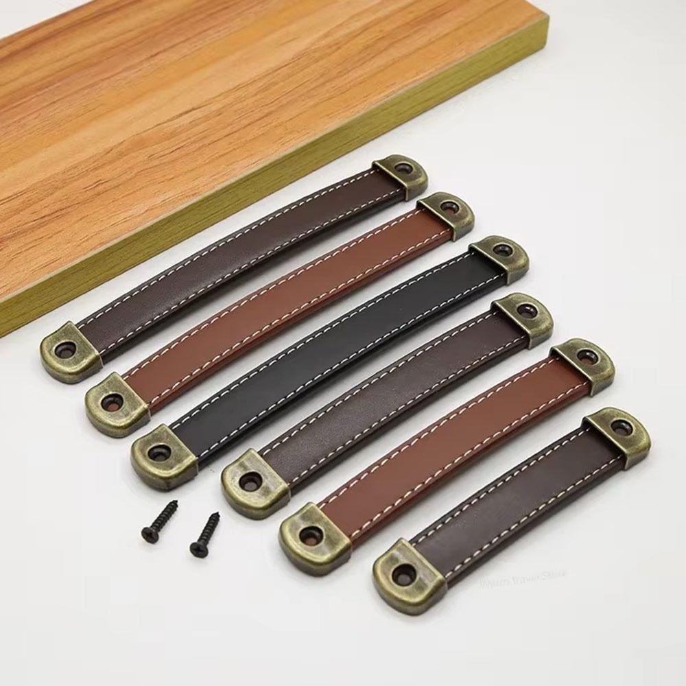 Durable Leather Furniture Handles Universal with Screws Kitchen Cabinet Handles Hardware Door Handles