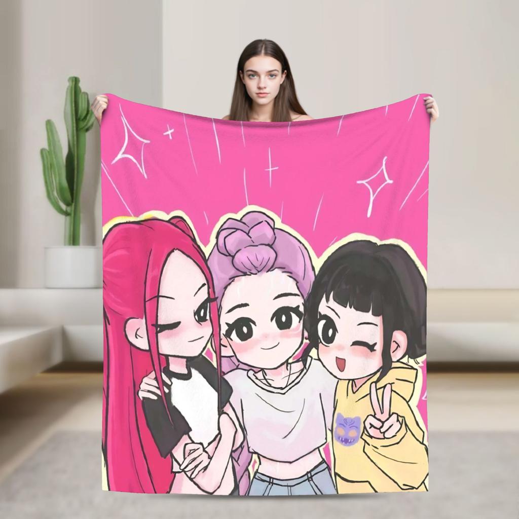 K-KPop Demons Hunters Blanket  Soft Fluffy Plush Throw Blanket For Children Living Room Flannel Bedspread Bed Cover
