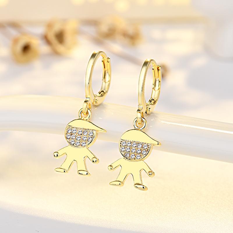 Fashion, Simple and Versatile Boy Earrings for Women Niche Design Cartoon Earrings Golden