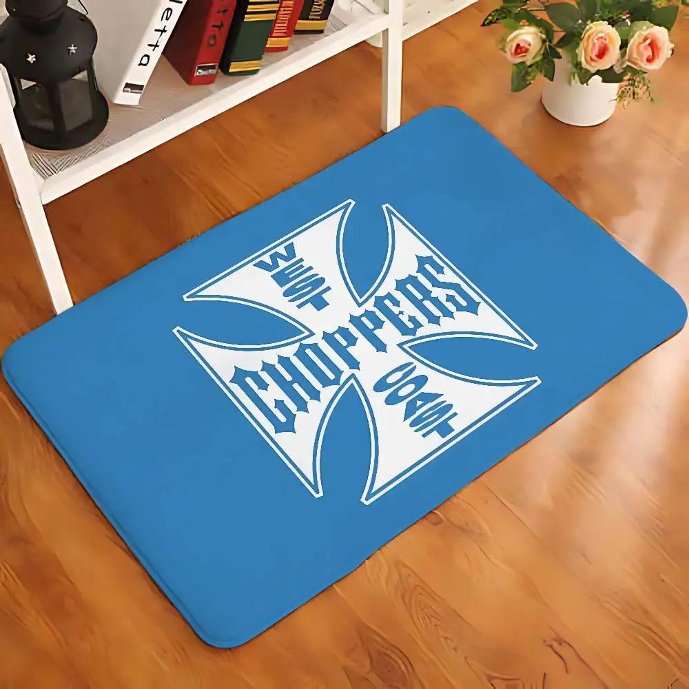 Personalized West Coast Iron Cross Choppers Carpet Bathroom Anti-slip Mat Door Mat Entrance Door Mat Scratch-resistant Door Mat
