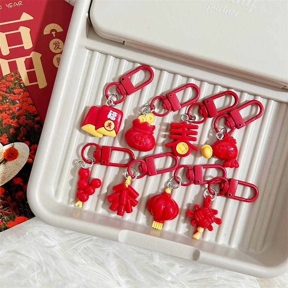 Firecracker Chinese Knot Pendant Lucky Bag Red Lantern Keyring  Birthday Gift